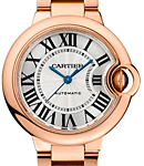 Ballon Bleu Ladies 33mm Automatic in Rose Gold On Rose Gold Bracelet with Silvered Guilloche Opaline Roman Dial