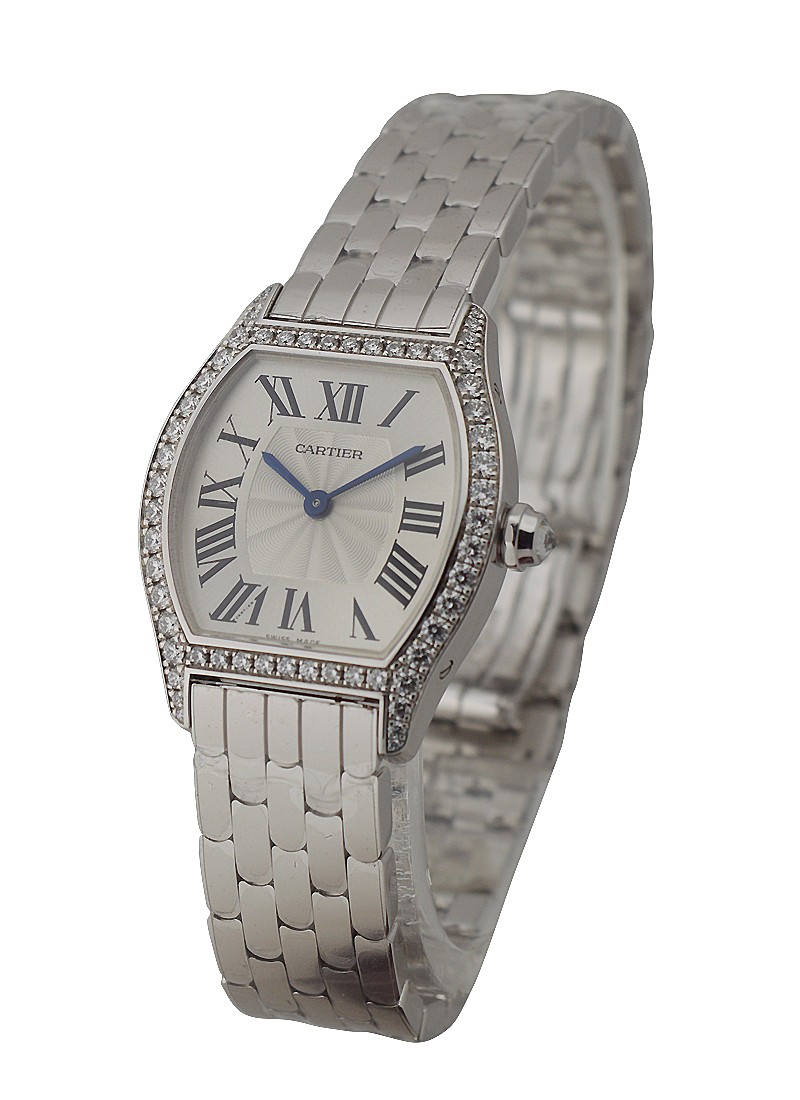 Cartier Tortue Ladies Small Size in White Gold with Diamond Bezel