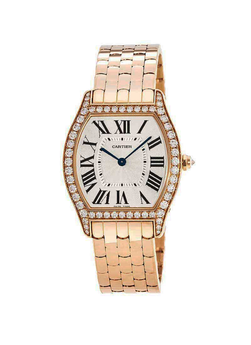 Cartier Tortue Ladies Manual in Rose Gold with Diamond Bezel