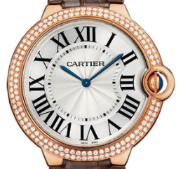 Ballon Bleu in Rose Gold with Diamond Bezel On Brown Crocodile Strap with Silver Flnque Roman Dial