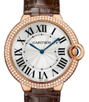 Ballon Bleu in Rose Gold with Diamond Bezel On Brown Crocodile Strap with Silver Flnque Roman Dial