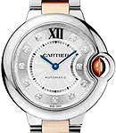 Ballon Bleu Ladies in Steel On Steel and Rose Gold Bracelet with Silver Guilloche Diamond Dial