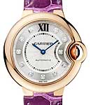 Ballon Bleu 33mm Automatic in Rose Gold On Purple Crocodile Strap with Silver Flinque Diamond Dial