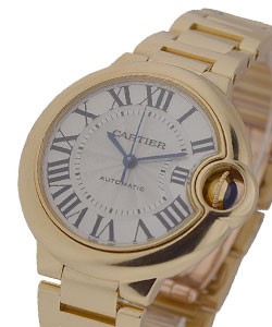 Ballon Bleu Ladies 33mm Automatic in Yellow Gold On Yellow Gold Bracelet with Silvered Roman Dial