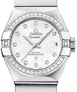 Constellation Brushed Chronometer - Diamond Bezel Steel Bracelet - White Mother of Pearl Diamond Dial