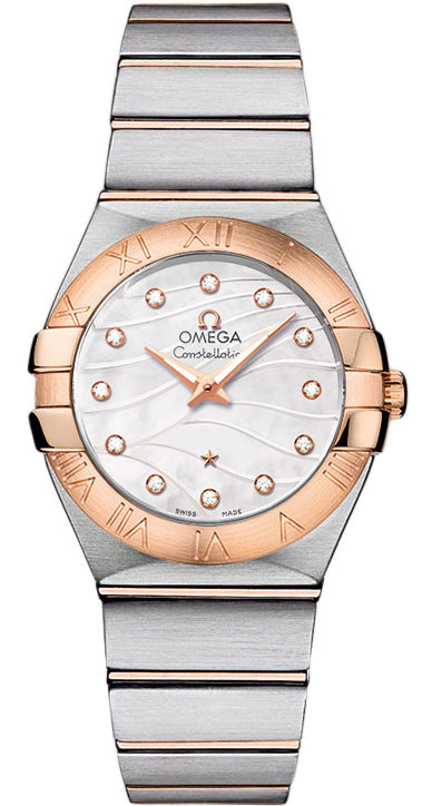 Constellation 95 in 2-Tone on Steel and Rose Gold Bracelet with White MOP Diamond Dial