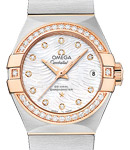 Constellation Brushed Chronometer in Steel with Rose Gold Diamond Bezel on Steel and Rose Gold Bracelet with White Mother of Pearl Dial
