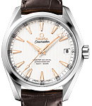 Seamaster Aqua Terra Mid Size Chronometer in Steel  on Brown Crocodile Leather Strap with Silver Dial