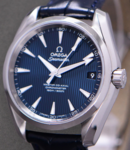 Seamaster Aqua Terra Mid Size Chronometer 38.5mm Steel On Blue Crocodile Strap with Blue Index Dial