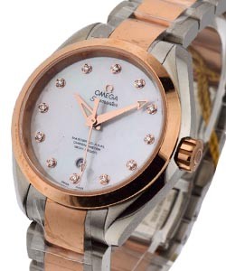 Seamaster Aqua Terra 150M Omega Master in Steel and Rose Gold on Bracelet with White Mother of Pearl Diamond Dial -Rose Gold Bezel