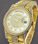 All Original Super President - Day-Date - 36mm - Yellow Gold - Diamonds Bezel on Factory Diamond Bracelet with Factory Original Pave/MOP Dial