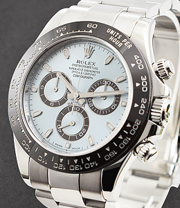 Cosmograph Daytona in Platinum on Oyster Bracelet with Ice Blue Stick Dial