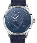 Original Panoreserve in Steel On Blue Crocodile Leather Strap with Blue Dial
