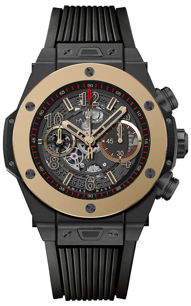 Big Bang 45mm in Black Ceramic On Black Rubber Strap with Skeleton Dial