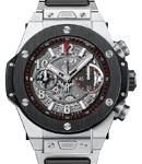 Big Bang Unico Chronograph in Titanium with Black Ceramic Bezel on Titanium and Black Ceramic Bracelet with Skeleton Dial