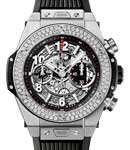Big Bang Unico 45mm Automatic in Titanium with Diamond Bezel On Black Rubber Strap with Grey Skeleton Dial