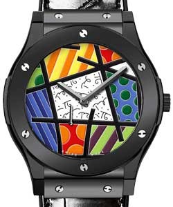 Classic Fusion Enamel Britto 45mm in Ceramic on Black Alligator Leather Strap with Enamel Dial