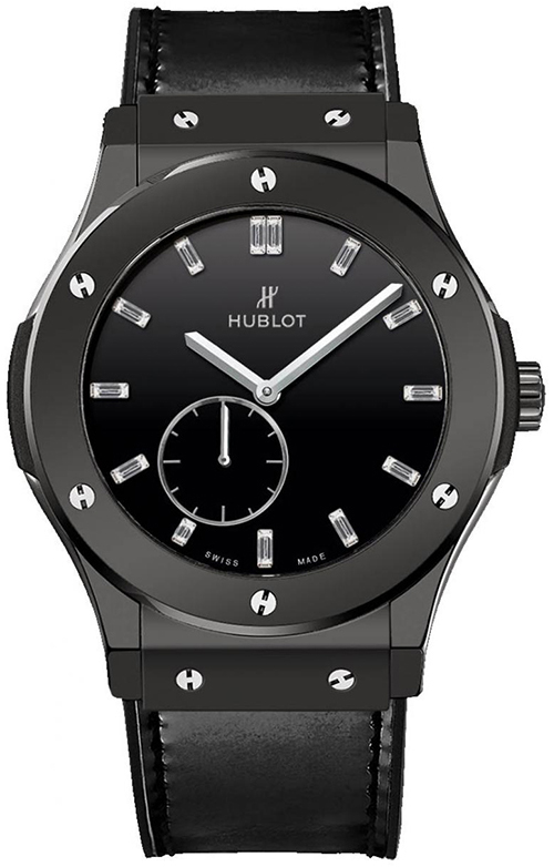 Classic Fusion Night Out Mens 45mm Manual in Ceramic On Black Alligator Strap with Black Enamel Dial