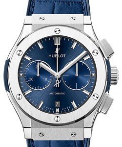 Classic Fusion Aerofusion Chronograph Mens 45mm Automatic in Titanium On Blue Alligator Leather Strap with Blue Dial