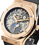 Classic Fusion Aerofusion Moonphase in Rose Gold On Black Alligator Leather Strap with Gray Skeleton Dial