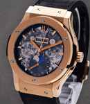 Classic Fusion Aerofusion Moonphase in Rose Gold On Black Alligator Leather Strap with Gray Skeleton Dial