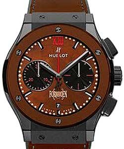 Classic Fusion Chronograph in Black Ceramic With Brown Ceramic Bezel On Brown Leather Strap with Brown Dial and Black Subdials