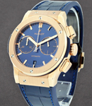 Classic Fusion 45mm Chronograph in Rose Gold On Blue Crocodile Leather Strap with Blue Dial