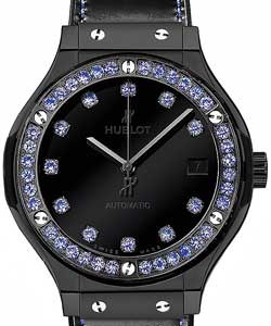Classic Fusion 38mm in Black Ceramic with Sapphire Bezel on Black Crocodile Strap with Black Sapphire Dial