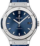 Classic Fusion Mens 38mm Automatic in Titanium On Blue Alligator Leather Strap with Blue Dial