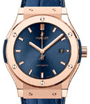 Classic Fusion Mens 38mm Automatic in Rose Gold On Blue Crocodile Strap with Blue Dial