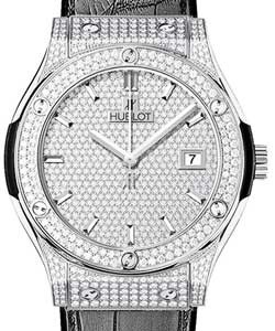Classic Fusion 33mm in Titanium with Diamond Bezel on Black Crocodile Leather Strap with Paved Diamonds Dial