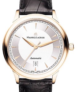 Les Classiques Ladies Round in Rose Gold On Black Aligator Strap with Silver Toned Dial