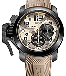 Chrnofighter Oversize Black Arrow Mens 47mm Automatic in Black PVD Steel on Brown Rubber Strap with Beige Colored Dial