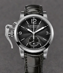 Chronofighter 1965 Mens 42mm Automatic in Steel On Black Alligator Leather Strap with Black Dial