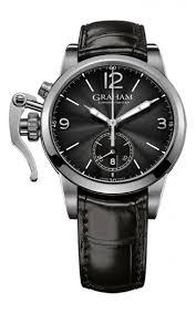 Chronofighter 1965 Mens 42mm Automatic in Steel On Black Alligator Leather Strap with Black Dial