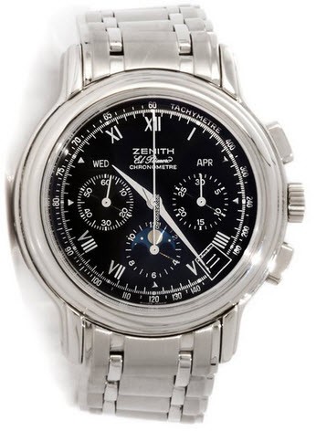 El Primero Chronomaster T Mens 40mm Automatic in Steel Steel on Bracelet with Black Dial