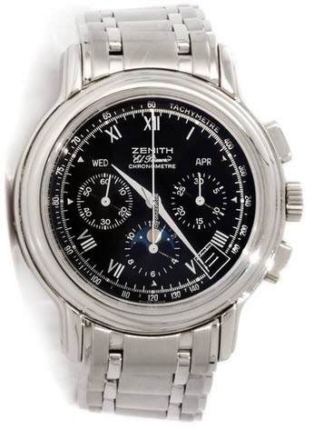 El Primero Chronomaster T Mens 40mm Automatic in Steel Steel on Bracelet with Black Dial