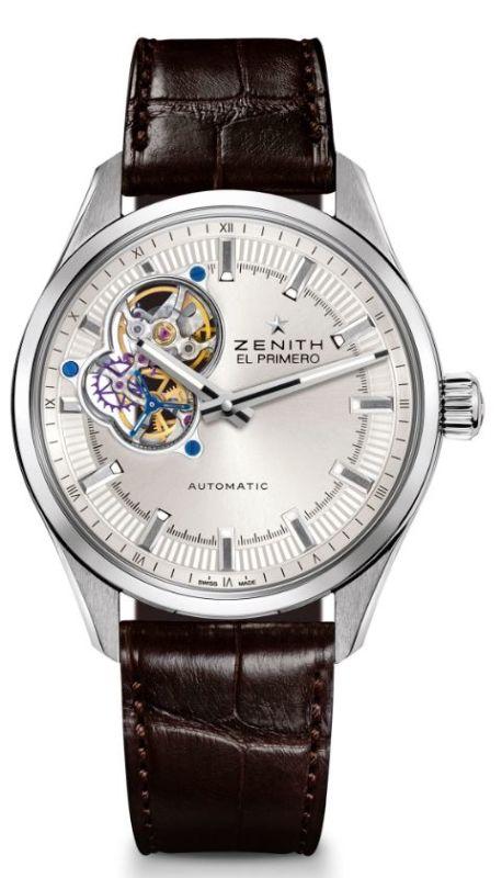 El Primero Synopsis in Steel On Brown Crocodile Leather Strap with Silver Dial