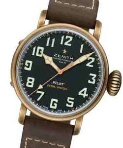 Pilot Montre d'Aeronef Type 20 Extra Special in Bronze On Brown Calfskin Strap with Black Arabic Dial