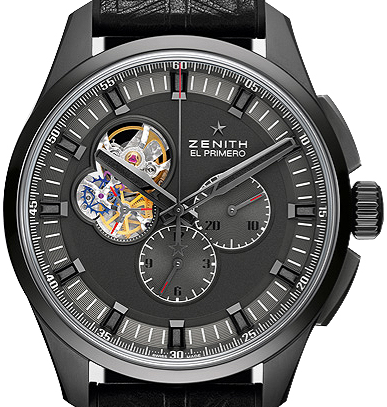 El Primero Chronomaster 1969 Mens 42mm Automatic in Black Titanium On Black Alligator Strap with Black Dial