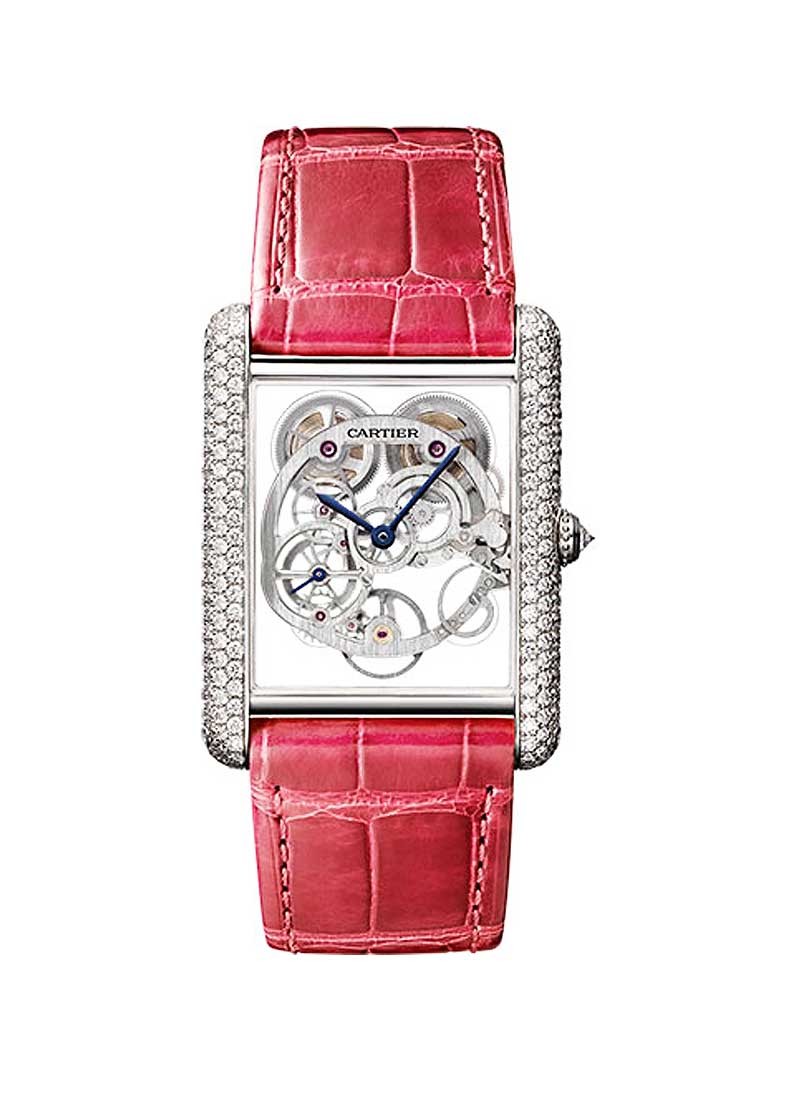 Cartier Tank Louis Cartier XL Ladies Manual in White Gold with Diamond Bezel
