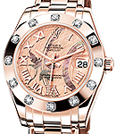 Mid Size Masterpiece in Rose Gold with 12 Diamond Bezel on Pearlmaster Bracelet with Gold Dust Dream Dial