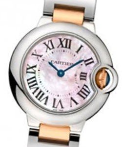 Ballon Bleu in Steel and Rose Gold On Steel and Rose Gold Bracelet with Pink Mother of Pearl Roman Dial