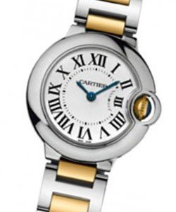 Ballon Bleu Ladies 28mm in 2-Tone On Steel and Yellow Gold Bracelet with White Roman Dial