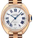 Cle de Cartier 40mm in Rose Gold with Diamond Bezel on Rose Gold Bracelet with Silver Roman Dial