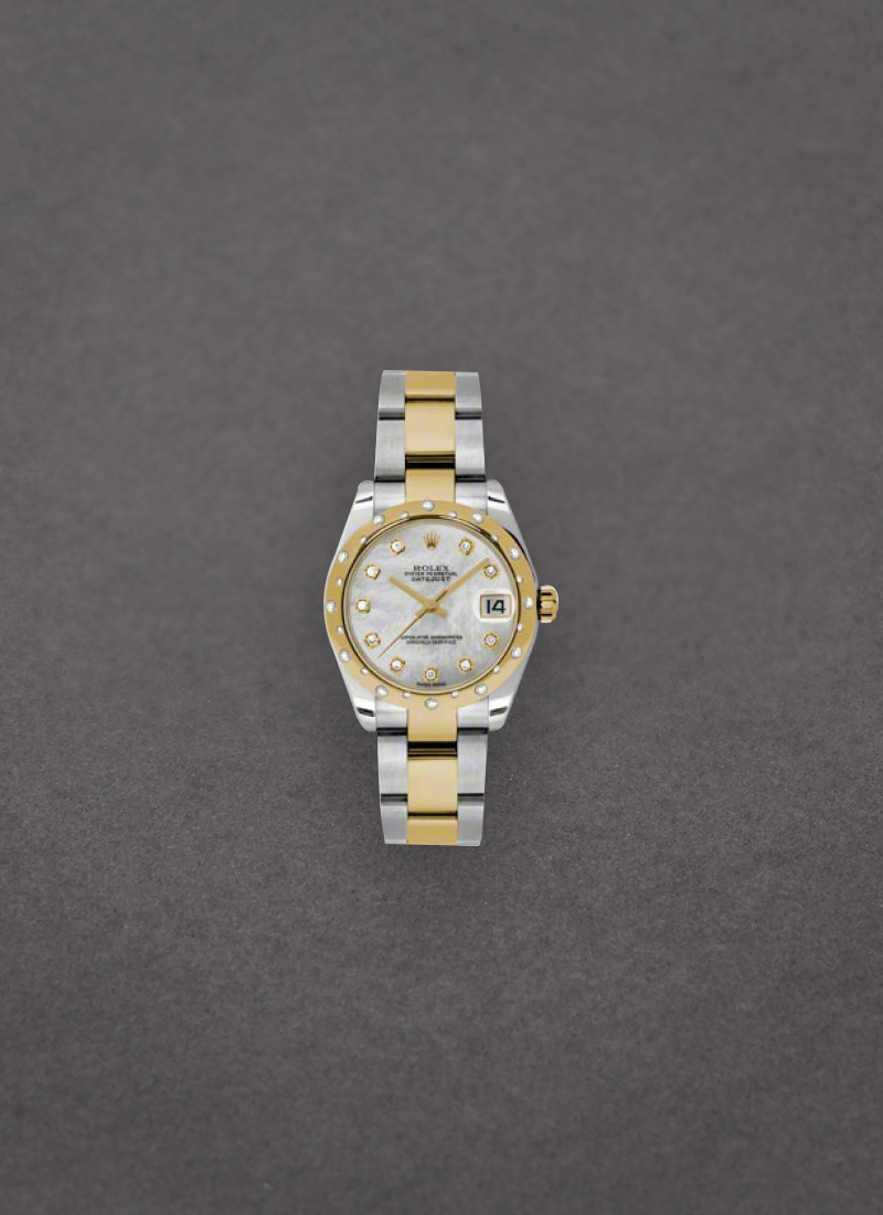 Rolex Unworn Datejust  Midsize in Steel with Yellow Gold 24 Diamond Bezel