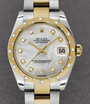 Datejust  Midsize in Steel with Yellow Gold 24 Diamond Bezel on Steel Oyster Bracelet with White MOP Diamond Dial
