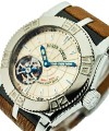 Easy Diver  Tourbillon 46mm in Steel with White Gold Bezel on Brown Leather Strap with Gold Dial