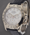 Daytona White Gold on Strap 16519   with White Mother of Pearl Diamond Dial