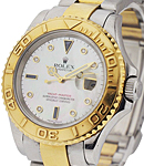 Yacht-Master 2-Tone Large Size 40mm Yellow Gold Bezel on Bracelet with White MOP Dial with Serti Blue Ruby